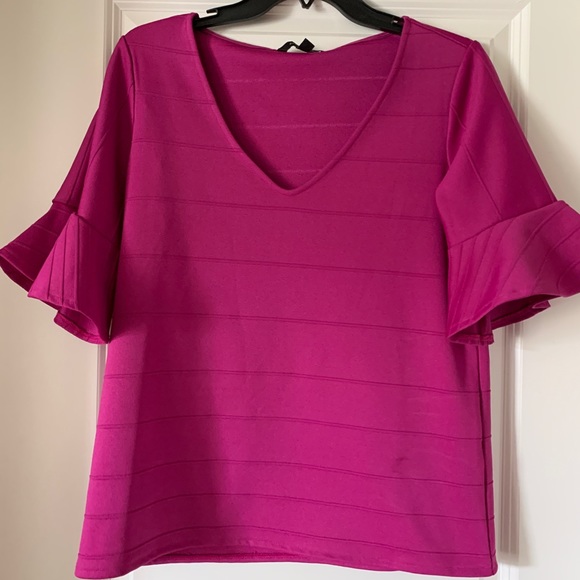Jewel tone flounce sleeve blouse - Picture 5 of 6